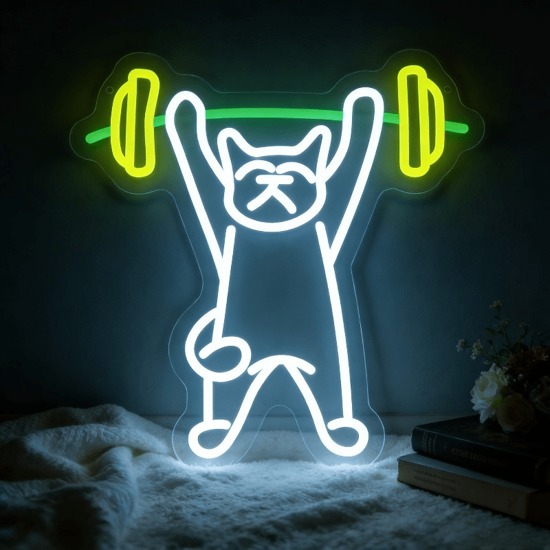 Letreiro Neon LED Gato Levanta - Home Gym Neon Sign avaliação e preço