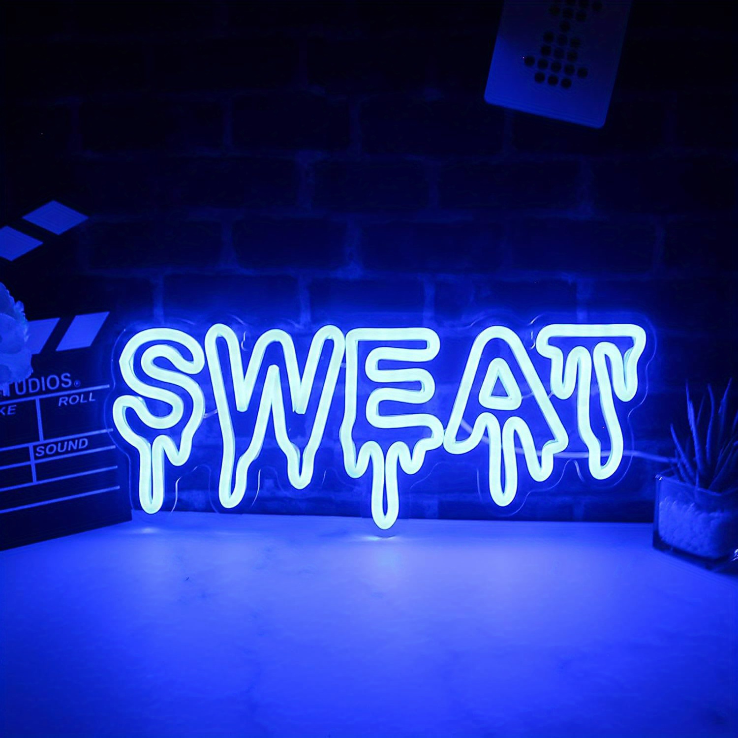 Letreiro de LED Neon Azul com  - Home Gym Neon Sign avaliação e preço