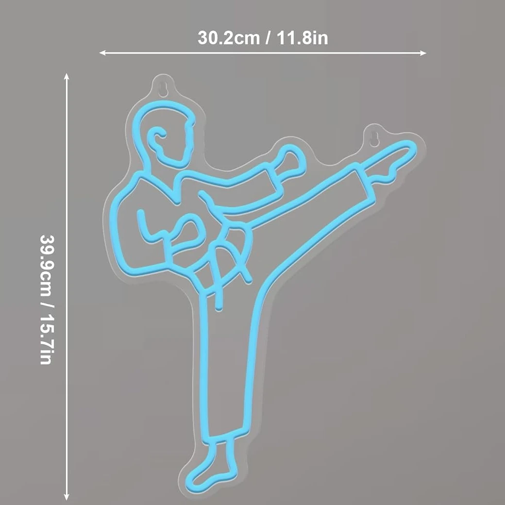 Letreiro Neon Karate Man Azul  - Home Gym Neon Sign avaliação e preço